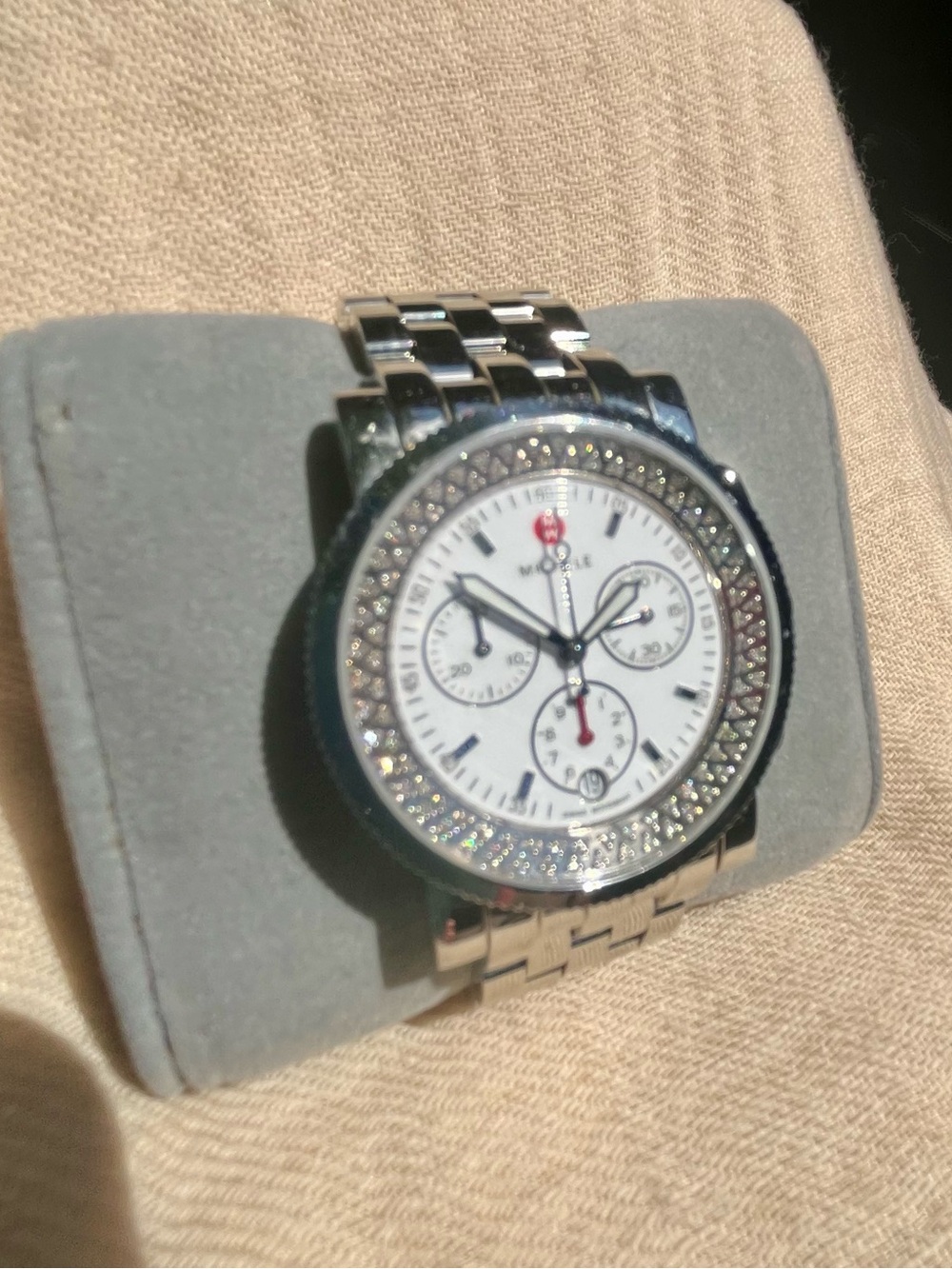MICHELE Sport Sail Diamond Chronograph Watch White Dial Stainless Steel 38mm - Picture 4 of 15